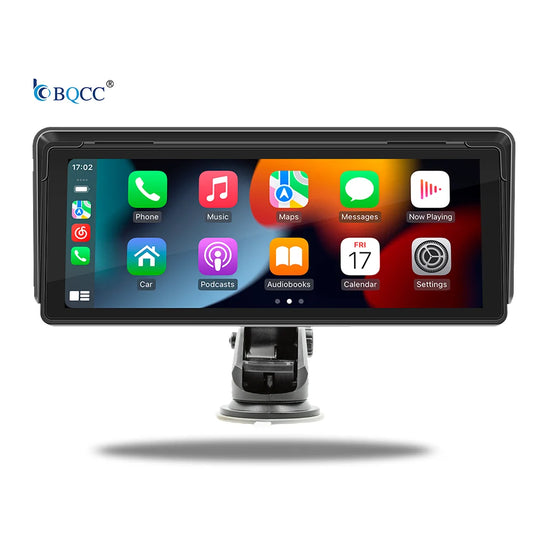 BQCC 10.26 Inch IPS Touch Screen Portable Car Player – Wireless CarPlay & Android Auto with MirrorLink, Bluetooth & FM Transmission