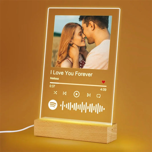 Custom Spotify Style Acrylic Music Plaque with Photo – Personalized LED Song Frame Gift