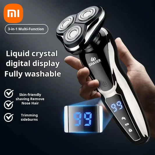 „Xiaomi“ vyriškas skustuvas 3 viename, išmanus skaitmeninis daugiafunkcis elektrinis skustuvas, USB įkrovimas, vandeniui atsparus, šlapiam, sausam, plūduriuojantis peiliukas