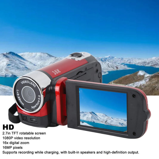 4K 48MP Ultra HD Digital Camcorder 2.7in 180° Rotatable Screen 16X Digital Zoom Video Camera for Vlogging Travel with USB Cable