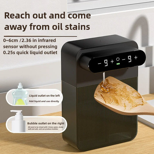 Automatinis putojančio muilo dozatorius 400 ml + 400 ml | Dvigubas bekontaktis USB įkraunamas išmanusis muilo dozatorius, montuojamas ant sienos