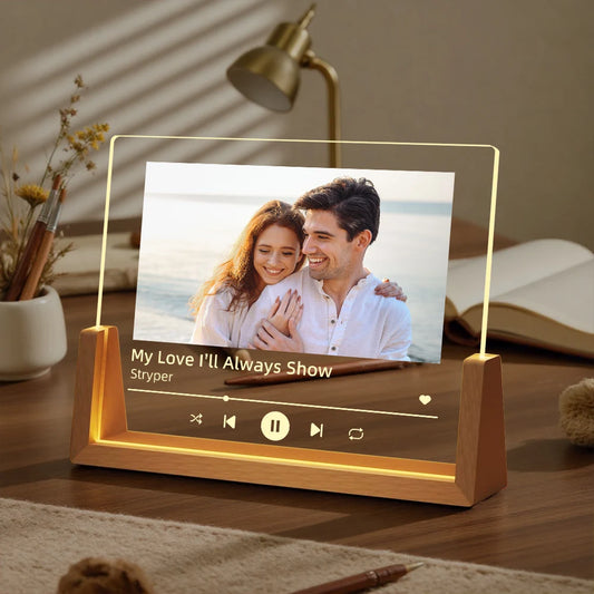 Personalized Photo & Song Acrylic Night Light – Custom Romantic LED Gift for Couples