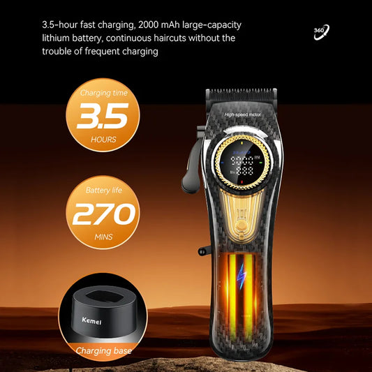 „Kemei“ įkraunamų plaukų kirpimo mašinėlių rinkinys Profesionalus DLC peiliukų elektrinis kirpėjas vyrams, kirpėjams, belaidis skustuvas KM-2242 KM-2351 KM-3209