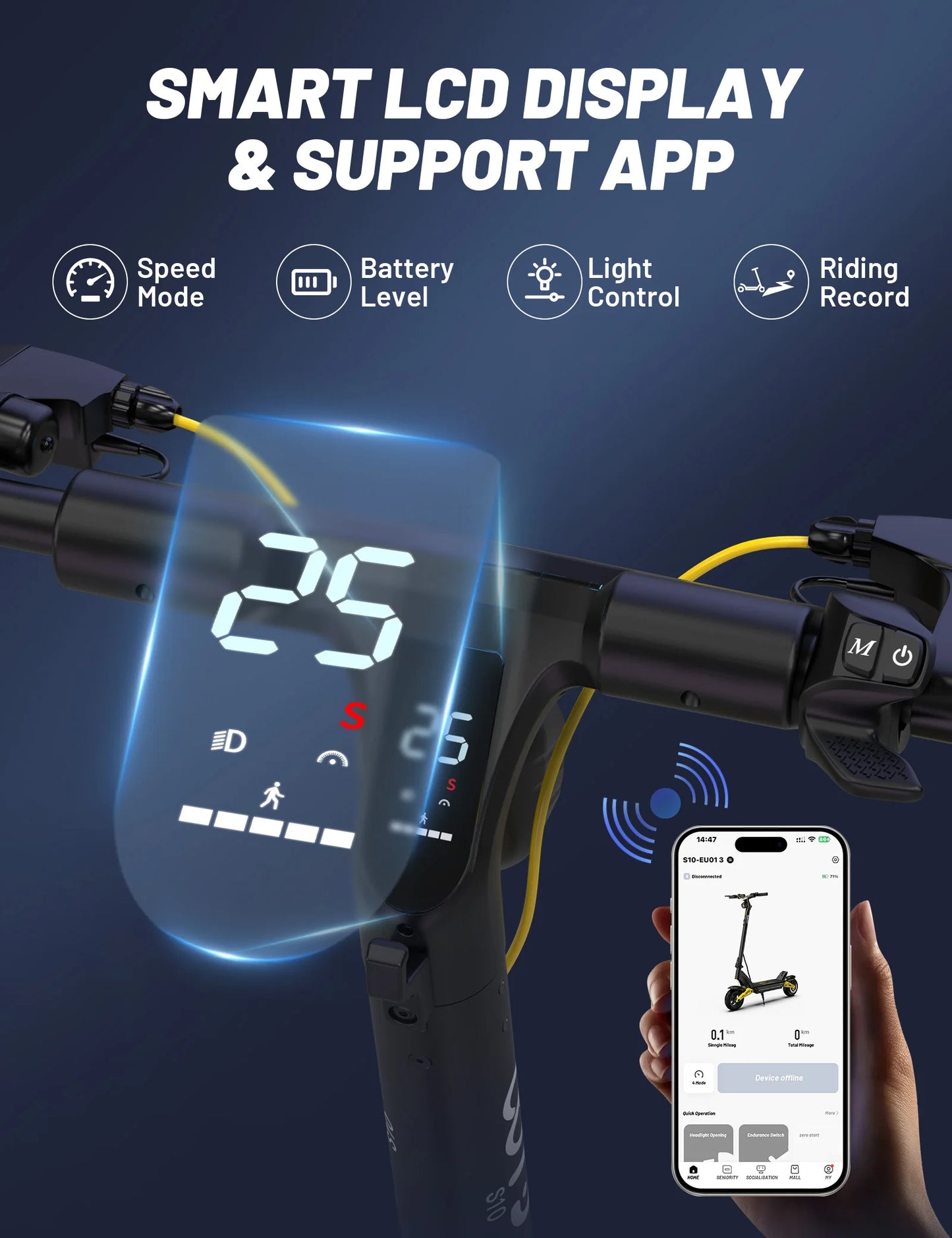 OOTD S10 elektrinis paspirtukas – 10 colių padangos, 1400 W, dviguba pakaba, 70 km nuvažiuojamas atstumas