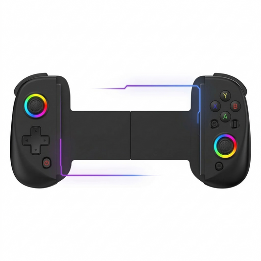 VILCORN D8 Dual Hall RGB žaidimų valdiklis – teleskopinis „Bluetooth“ žaidimų pultas, skirtas „Android“, „Switch“, PS4, asmeniniam kompiuteriui ir transliacijoms