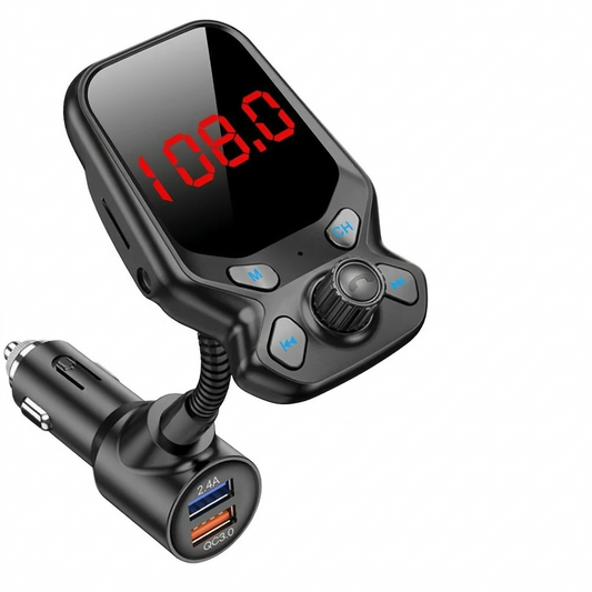 Digitex Wireless Bluetooth 5.0 Car FM Transmitter with QC3.0 Fast Charging, Dual USB & Hands-Free Calling