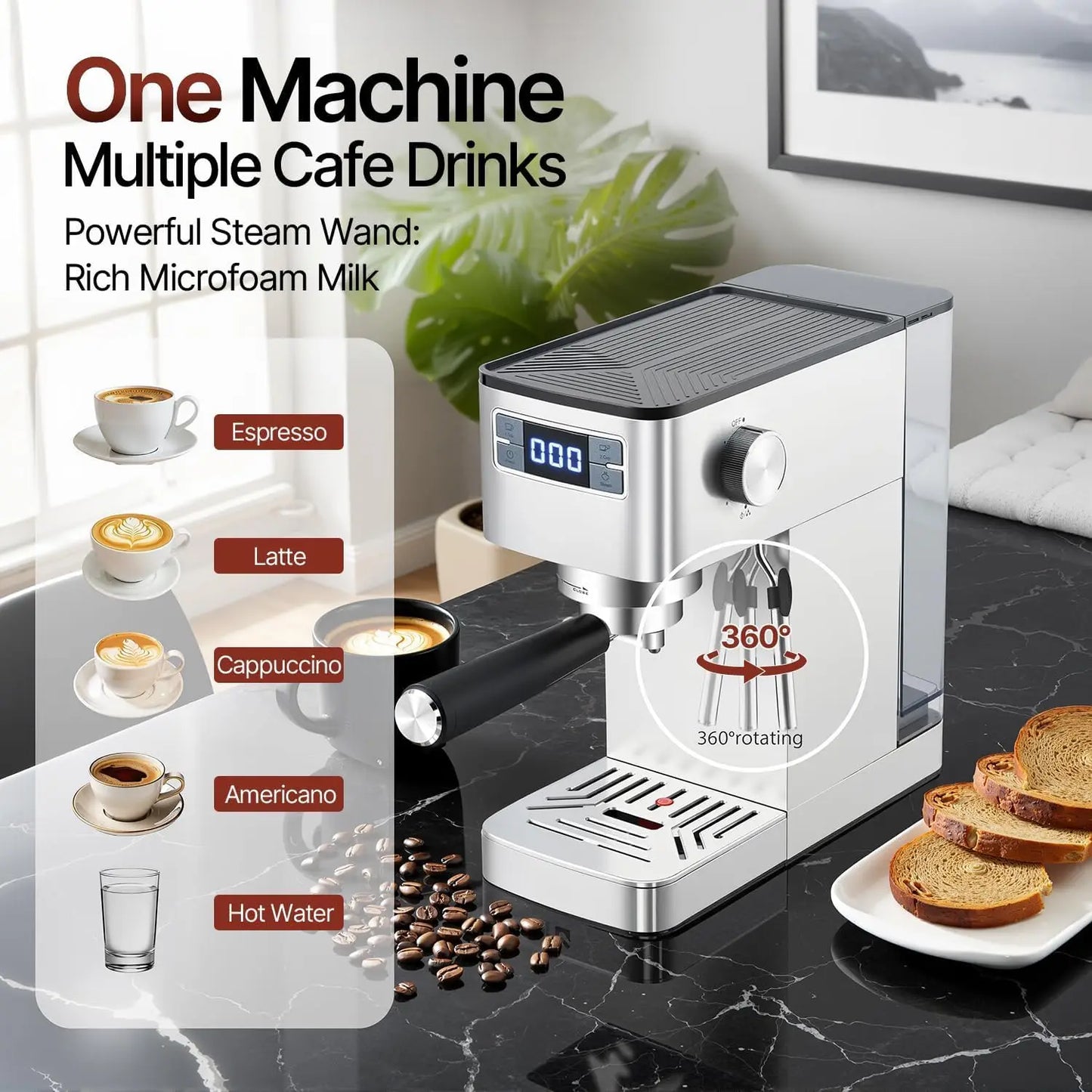 20-Bar Espresso Coffee Machine 1450W