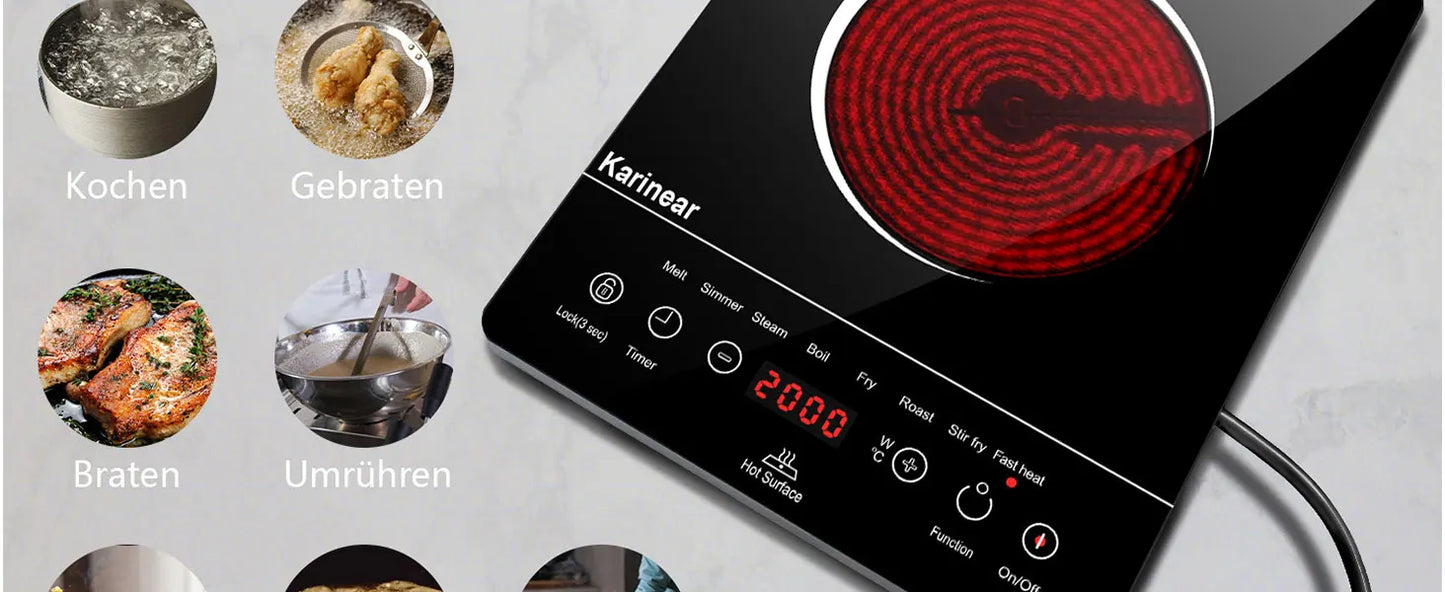 Portable 1-Plate Ceramic Hob 2000W