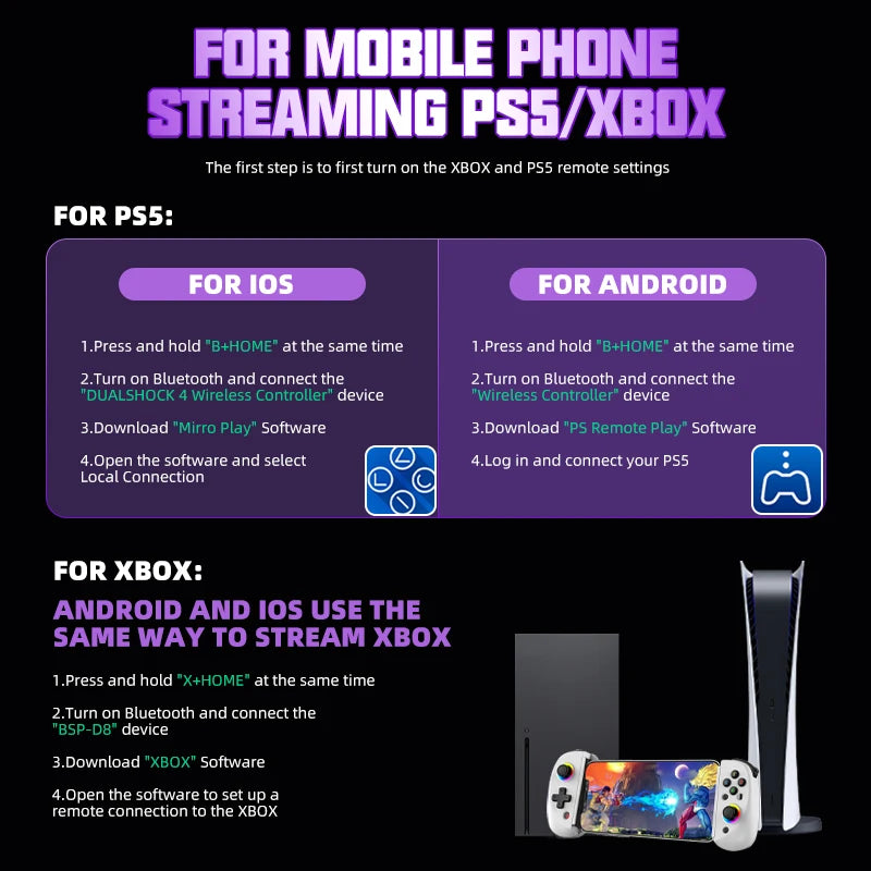 VILCORN D8 Dual Hall RGB Gaming Controller – Telescopic Bluetooth Gamepad for Android, Switch, PS4, PC & Streaming