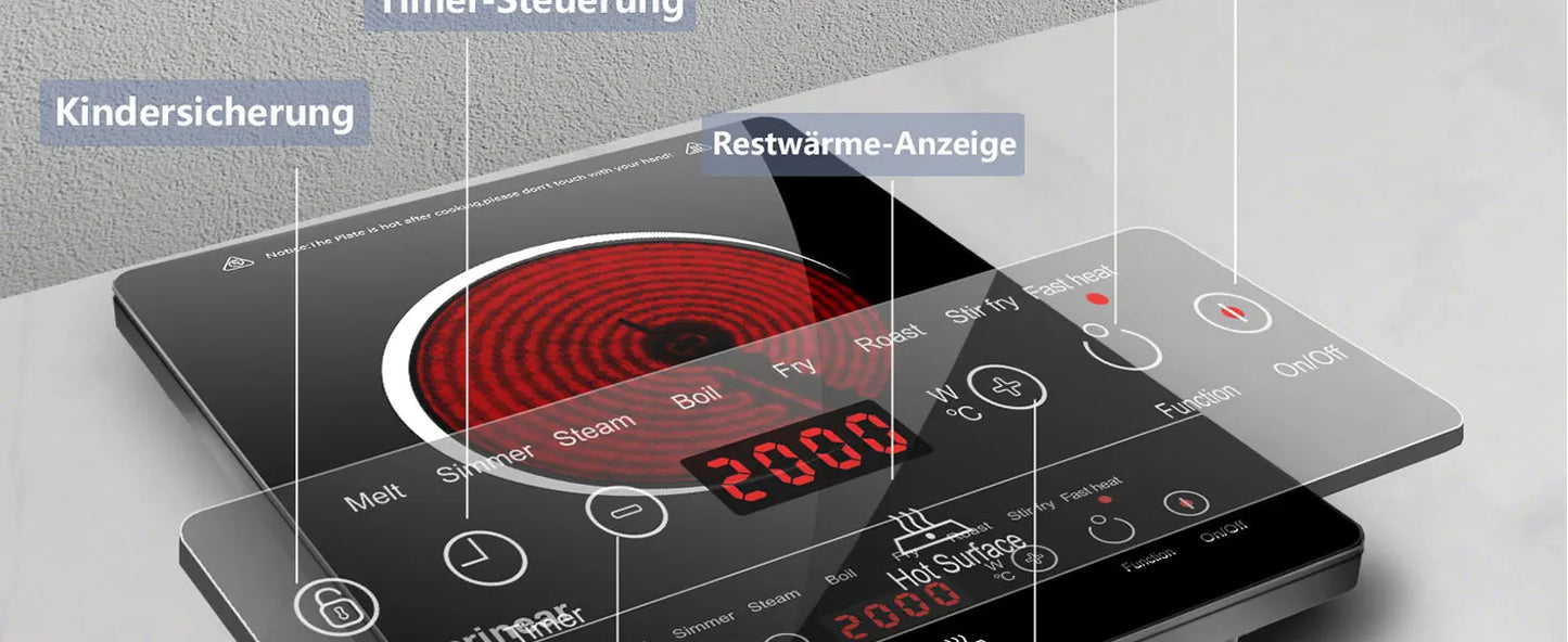 Portable 1-Plate Ceramic Hob 2000W