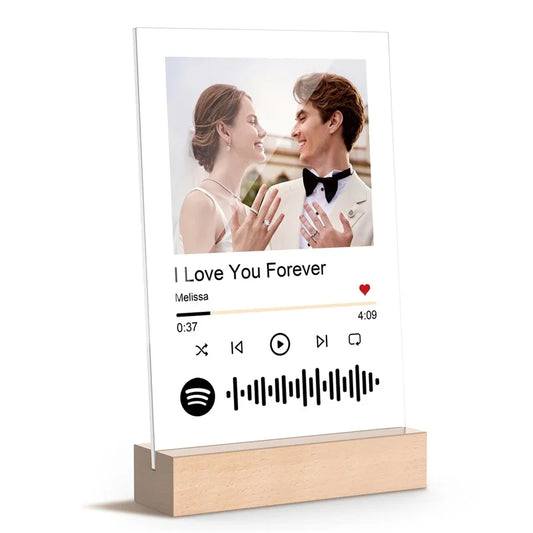 Custom Spotify Style Acrylic Music Plaque with Photo – Personalized LED Song Frame Gift