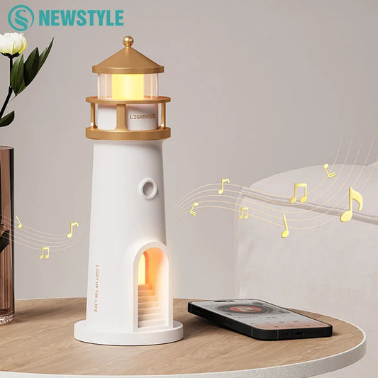 Moon Lighthouse Projection Night Light with Motion Sensor & Bluetooth Speaker