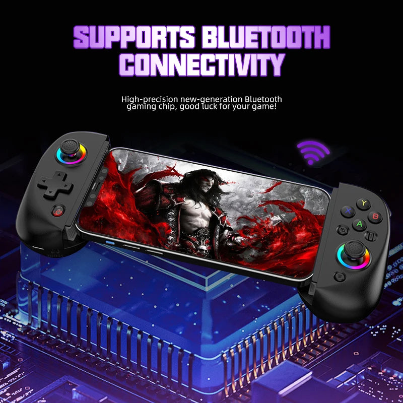 VILCORN D8 Dual Hall RGB Gaming Controller – Telescopic Bluetooth Gamepad for Android, Switch, PS4, PC & Streaming