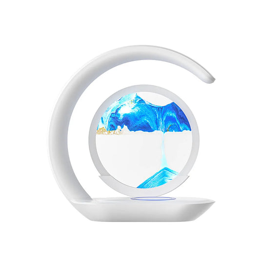 3D „Quicksand“ stalo lempa su belaidžiu įkrovimu – USB LED naktinė lemputė ir smėlio laikrodžio stalo dekoracija