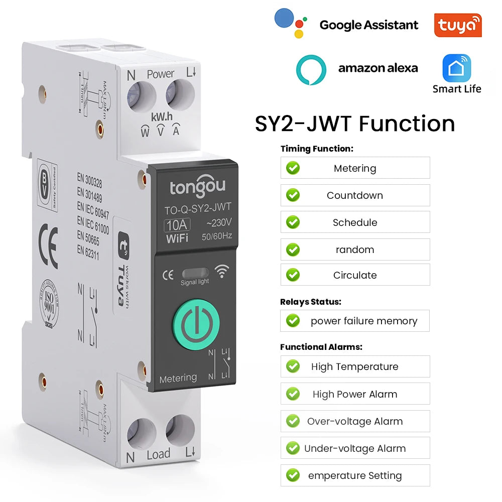 Smart WiFi DIN Rail Circuit Breaker – Energy Monitoring & Remote Control