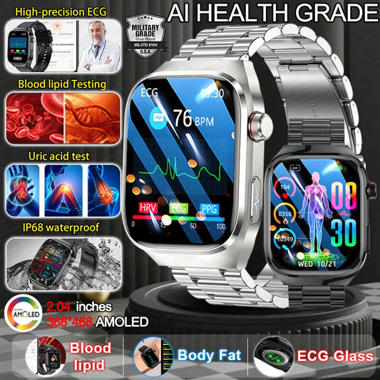 2025 Pro Smart Watch – 2.04" AMOLED Display, Bluetooth Calling, 650mAh Battery, IP68 Waterproof