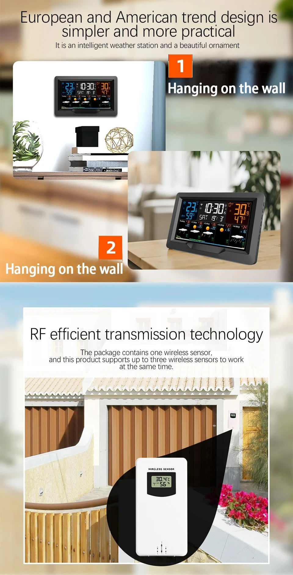 Smart WiFi Weather Station with Color Display – Indoor & Outdoor Climate Monitor