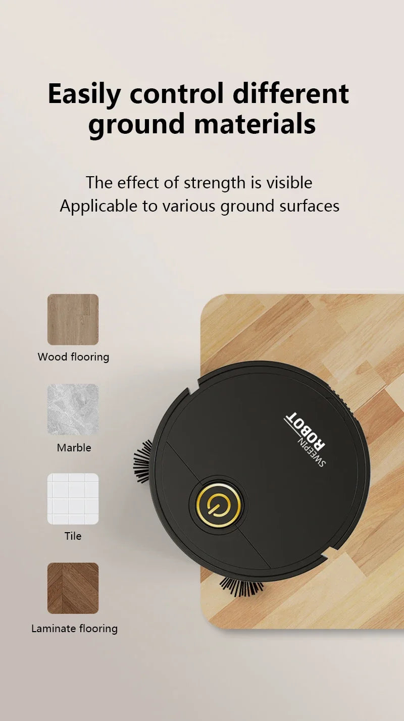 Mini Robot Vacuum Cleaner 3-in-1 – Automatic Sweeping, Suction & Mopping Cleaner for Floors & Pet Hair