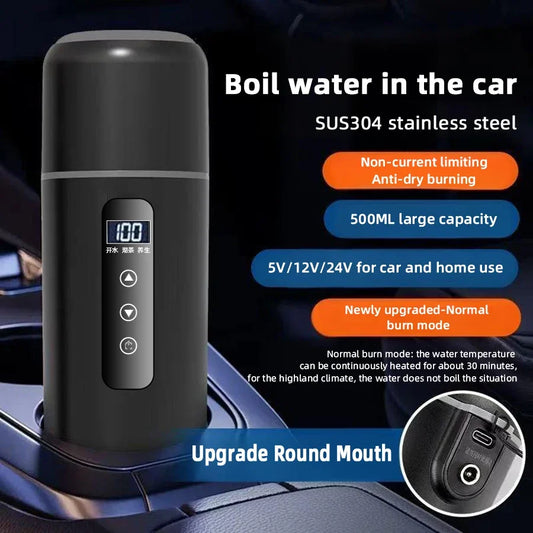 500 ml LED temperatūros ekranas elektriniam automobiliui šildyti skirtas puodelis su 3 išmaniaisiais režimais