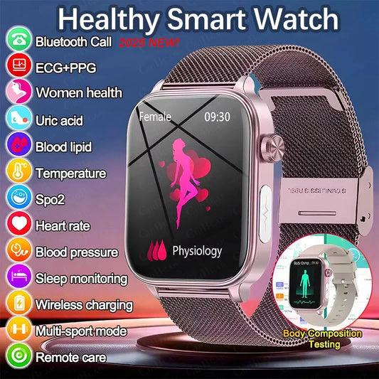 2025 Smart Health Watch – 1.96" HD Display, Bluetooth Call, Heart Rate & Multi-Sport Tracking