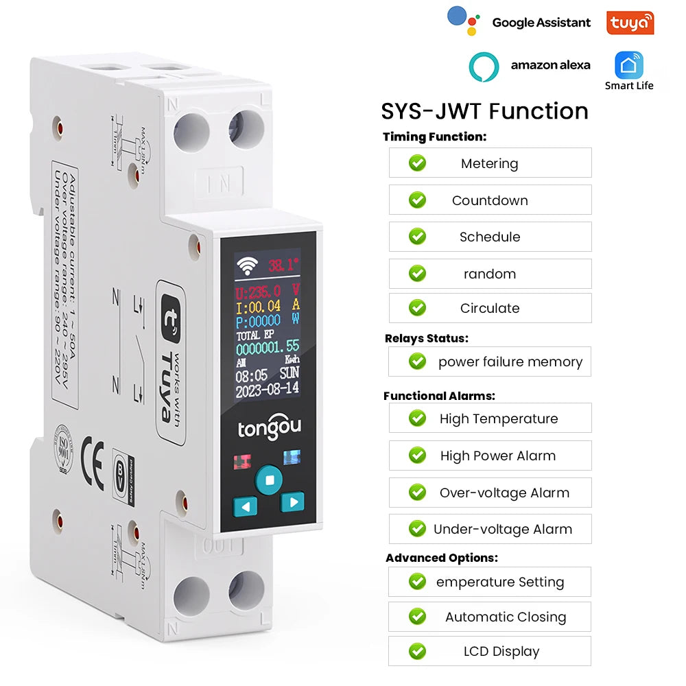 Smart WiFi DIN Rail Circuit Breaker – Energy Monitoring & Remote Control