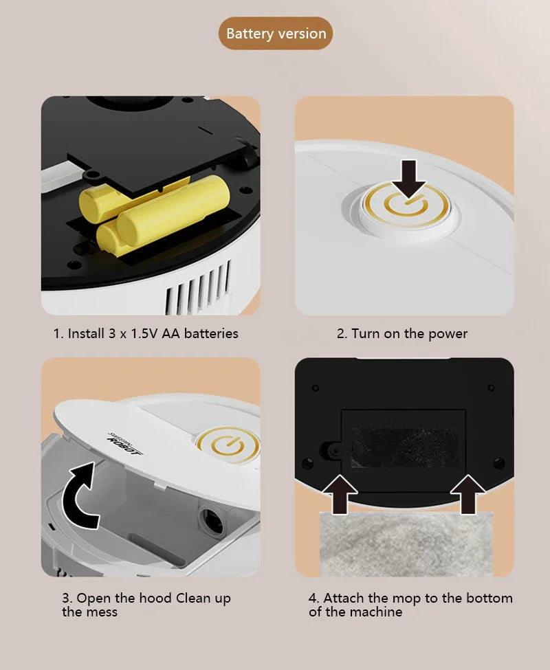 Mini Robot Vacuum Cleaner 3-in-1 – Automatic Sweeping, Suction & Mopping Cleaner for Floors & Pet Hair