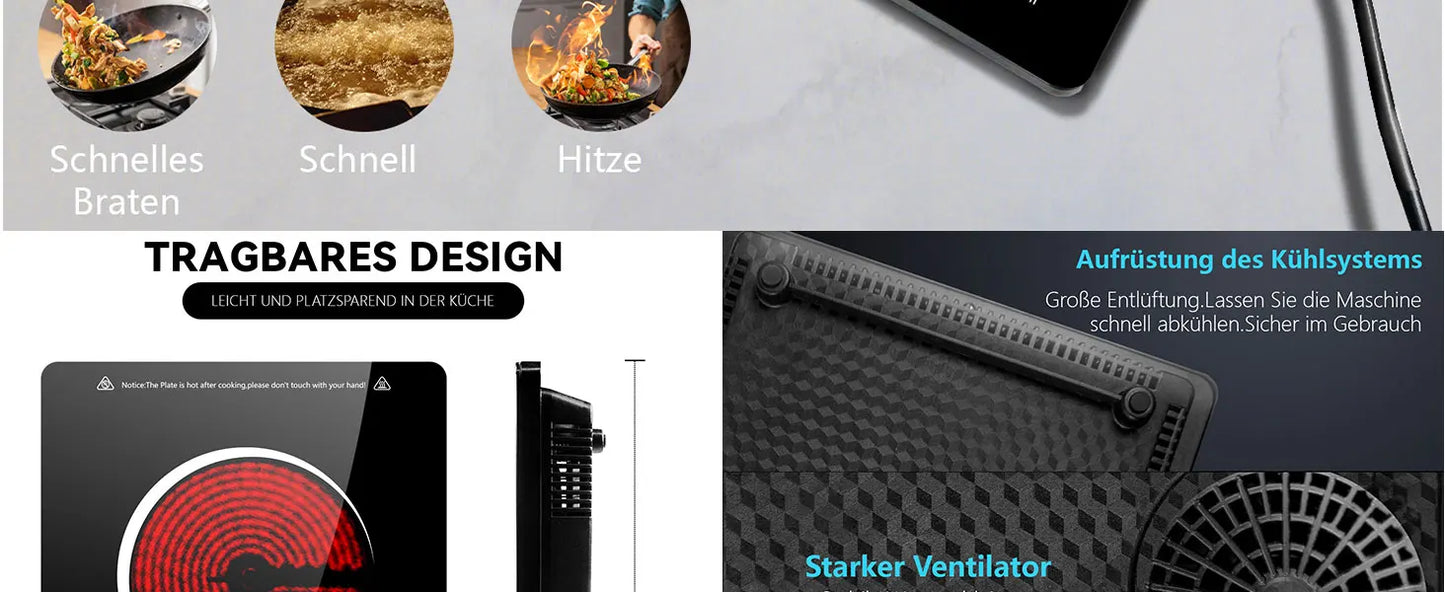 Portable 1-Plate Ceramic Hob 2000W