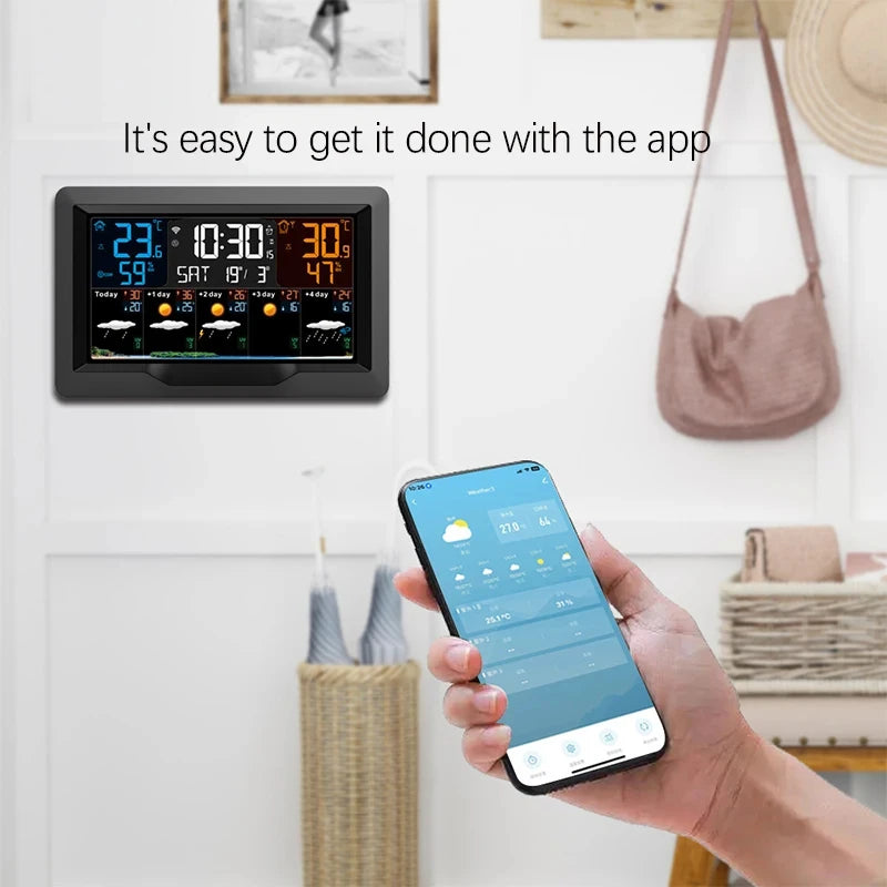 Smart WiFi Weather Station with Color Display – Indoor & Outdoor Climate Monitor